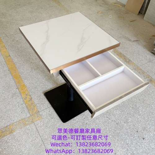 眾美德餐飲家具餐枱訂做加工廠,人造石餐廳桌子加工廠,岩板包不鏽鋼邊餐枱,餐館餐檯...