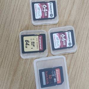 SD卡4張打包 (2張64GB Kingston, 1張32GB Sandisk, 1張64GB Transcend)