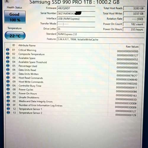 近新 三星 Samsung 990 Pro 1TB nvme m.2 ssd