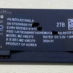 幾乎全新三星 Samsung 990 EVO 2TB nvme m.2 ssd