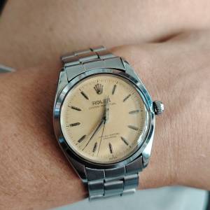 💯五十代年古董 ROLEX 6564, 34mm, 超靚奶白面，cal 1030自動蝴蝶陀，對期勞力士十...