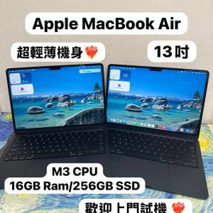 （MacBook M3 Air系列 )APPLE  MacBook Air M3 2023 M3 CPU/ 16GB Ram /256GB SSD/8...