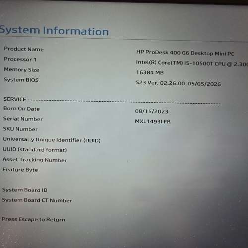 HP ProDesk G6 i5-10500T 16GB Ram 256GB SSD Intel十代i5 迷你電腦 Desktop Mini PC