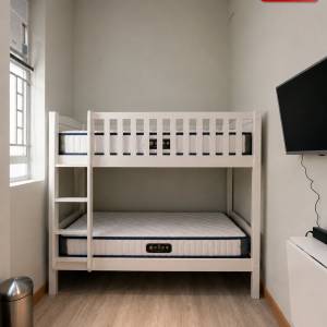 Single Wooden Bunk Bed With 2x Mattress