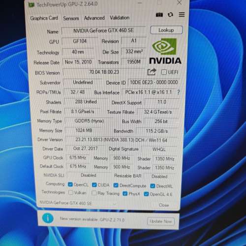 GTX 560ti / GTX 460 SE 1GB DDR5