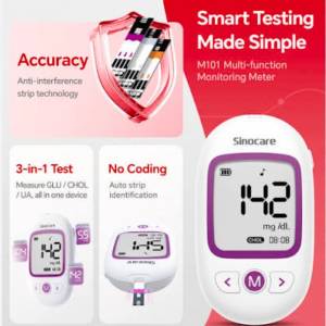 Sinocare 3-in-1 Health Monitor-測血糖、尿酸、膽固醇 | 一機測三項