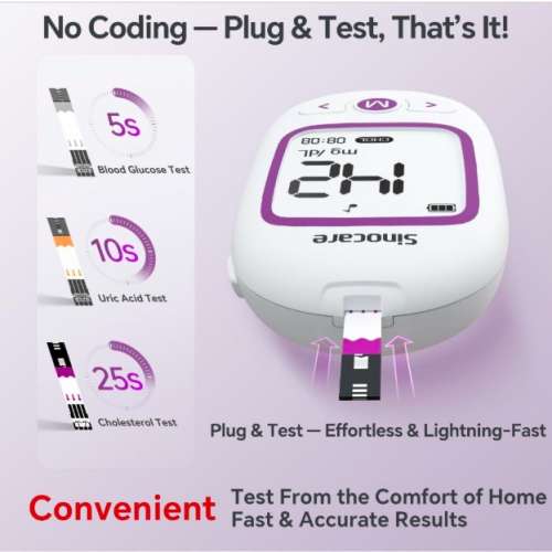 Sinocare 3-in-1 Health Monitor-測血糖、尿酸、膽固醇 | 一機測三項
