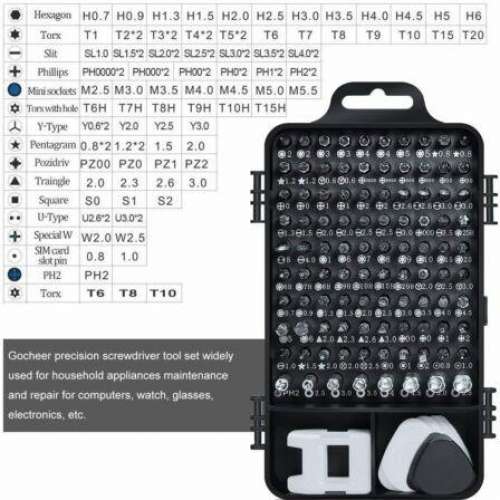 115PCS  (BLUE) Precision Repair Screwdriver Set - Electronics Tool Kit