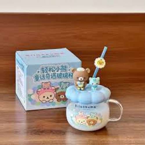 $100 鬆弛熊 - Rilakkuma 日本限定輕鬆熊玻璃茶柸 + 柸蓋 (450ml) [絕版]