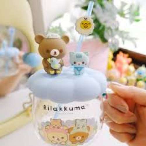 $100 鬆弛熊 - Rilakkuma 日本限定輕鬆熊玻璃茶柸 + 柸蓋 (450ml) [絕版]