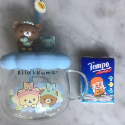 $100 鬆弛熊 - Rilakkuma 日本限定輕鬆熊玻璃茶柸 + 柸蓋 (450ml) [絕版]