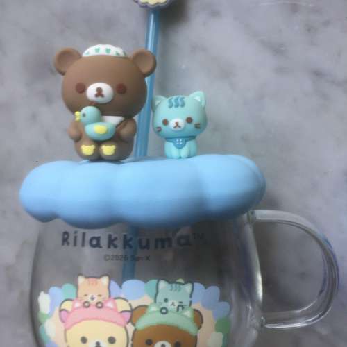 $100 鬆弛熊 - Rilakkuma 日本限定輕鬆熊玻璃茶柸 + 柸蓋 (450ml) [絕版]