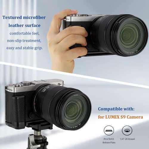 HAOGE HG-S9-B Hand Grip Bracket Holder For PANASONIC LUMIX S9 (黑色快拆手柄)