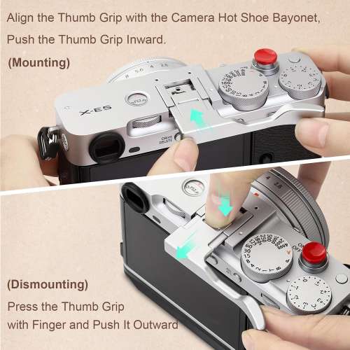 Haoge Metal Hot Shoe Thumb Up Rest Grip For FUJIFILM X-E5 - THB-XE5-S (專用銀...