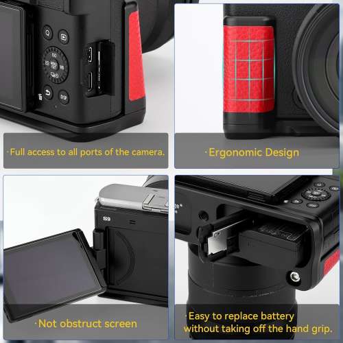 HAOGE HG-S9-R Hand Grip Bracket Holder For PANASONIC LUMIX S9 (紅色快拆手柄)
