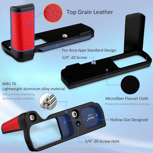 HAOGE HG-S9-R Hand Grip Bracket Holder For PANASONIC LUMIX S9 (紅色快拆手柄)