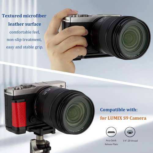 HAOGE HG-S9-R Hand Grip Bracket Holder For PANASONIC LUMIX S9 (紅色快拆手柄)