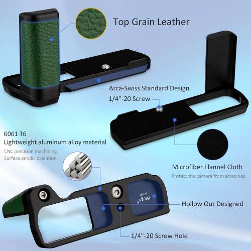 HAOGE HG-S9-G Hand Grip Bracket Holder For PANASONIC LUMIX S9 - GREEN
