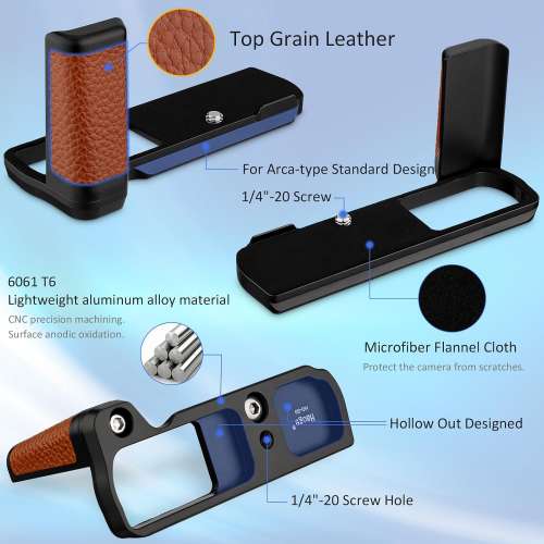 HAOGE HG-S9-G Hand Grip Bracket Holder For PANASONIC LUMIX S9 (啡色快拆手柄)