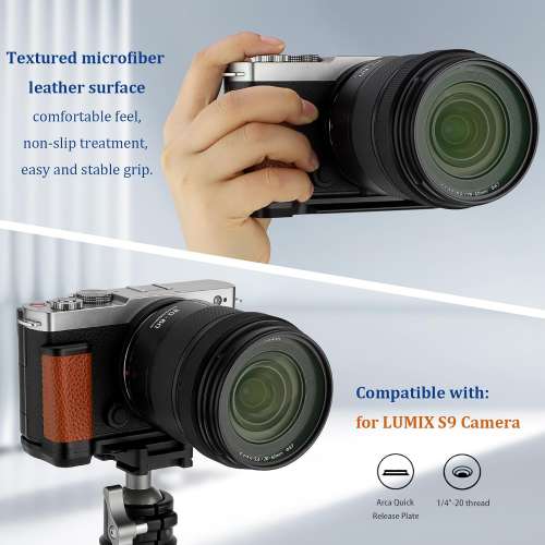 HAOGE HG-S9-G Hand Grip Bracket Holder For PANASONIC LUMIX S9 (啡色快拆手柄)