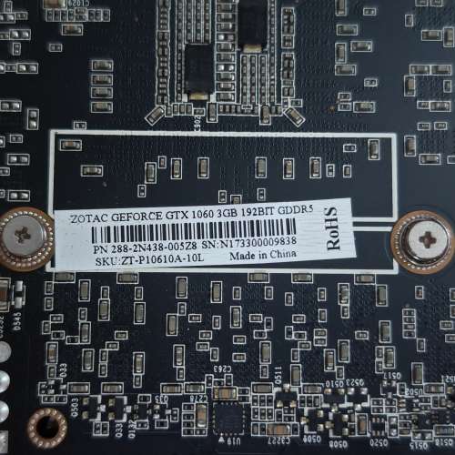 ZOTAC GeForce GTX 1060 3GB 顯示卡 (100% 運作正常，好新淨)