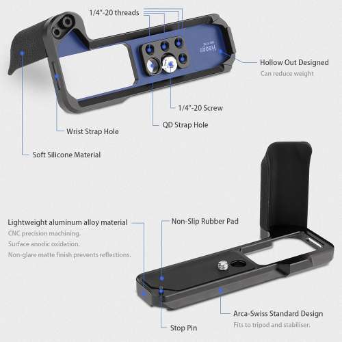 HAOGE MHG-XT5B Hand Grip Bracket Holder For Fujifilm X-T5 (黑色快拆手柄)