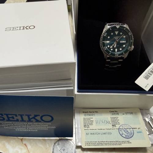 【全套齊盒卡】SEIKO 精工 5 Sports SRPD61K1 綠水鬼風格 自動機械錶 4R36-07G0 $1350