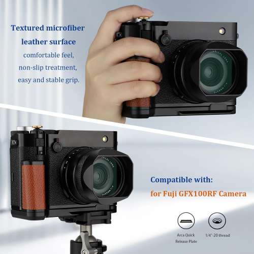 HAOGE HG-GFXRF-C Hand Grip Bracket Holder For Fujifilm GFX100RF (啡色快拆手柄)