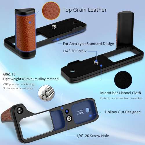 HAOGE HG-GFXRF-C Hand Grip Bracket Holder For Fujifilm GFX100RF (啡色快拆手柄)