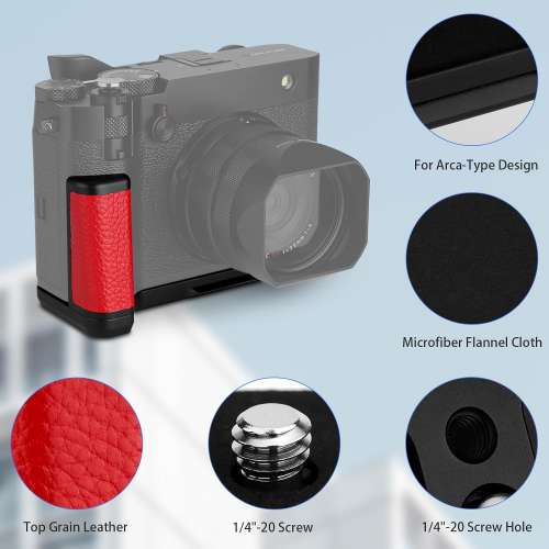 HAOGE HG-GFXRF-R Hand Grip Bracket Holder For Fujifilm GFX100RF (紅色快拆手柄)