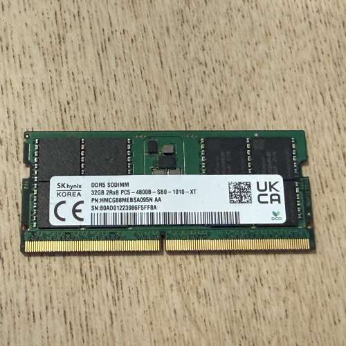(不議價)Sk Hynix 32GB (1x32GB) DDR5 Ram 4800MHz