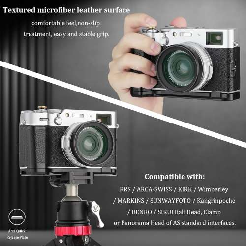 HAOGE HG-XVIB Hand Grip Bracket Holder For Fujifilm X100VI Camera (黑色快拆手柄)