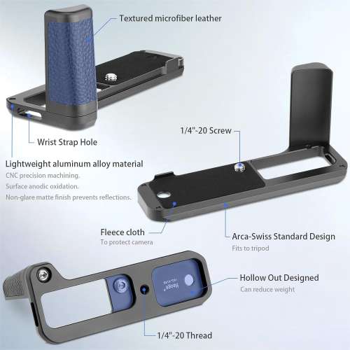 HAOGE HG-XVIB Hand Grip Bracket Holder For Fujifilm X100VI Camera (黑色快拆手柄)