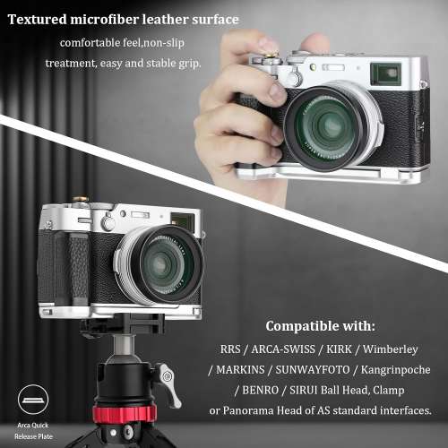 HAOGE HG-XVIS Hand Grip Bracket Holder For Fujifilm X100VI Camera (銀色快拆手柄)