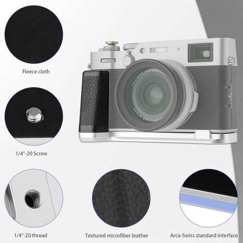 HAOGE HG-XVIS Hand Grip Bracket Holder For Fujifilm X100VI Camera (銀色快拆手柄)