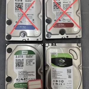 出售HDD機械硬盤1TB  2TB  3TB  4TB請睇內容價格