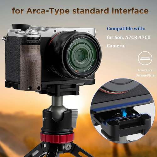 HAOGE HG-A7CII-B Wooden Side Handle For Sony a7cii A7CR Camera (快拆手柄)