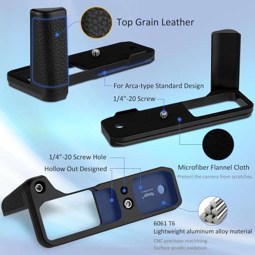 HAOGE HG-GFXRF-B Hand Grip Bracket Holder For Fujifilm GFX100RF (黑色快拆手柄)