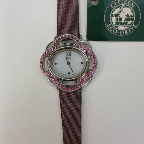 罕有全新Vintage Citzen Eco-Drive Lady's Dress Watch w/Ruby Bezel