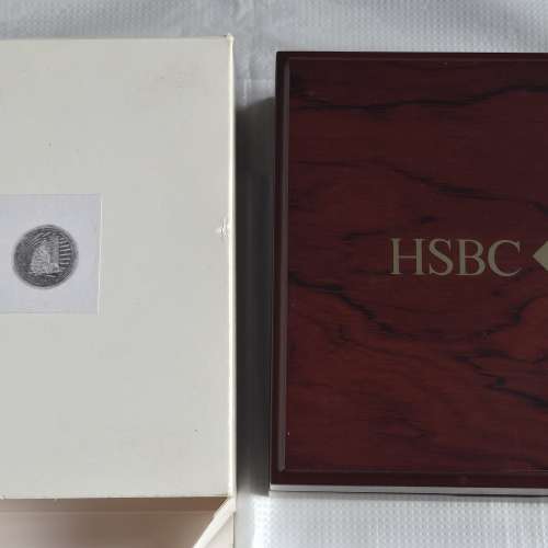 香港滙豐銀行紀念章連原裝盒, HSBC 24k gold plated medallion 40 mm