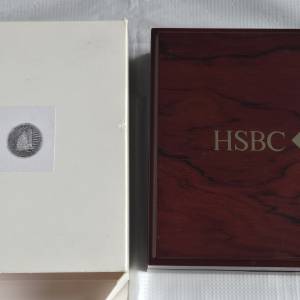 香港滙豐銀行紀念章連原裝盒, HSBC 24k gold plated medallion 40 mm