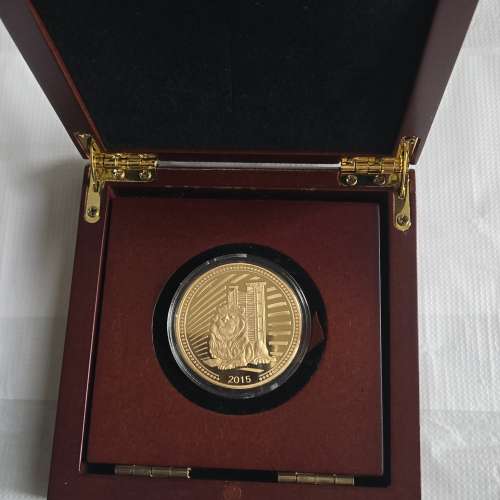 香港滙豐銀行紀念章連原裝盒, HSBC 24k gold plated medallion 40 mm