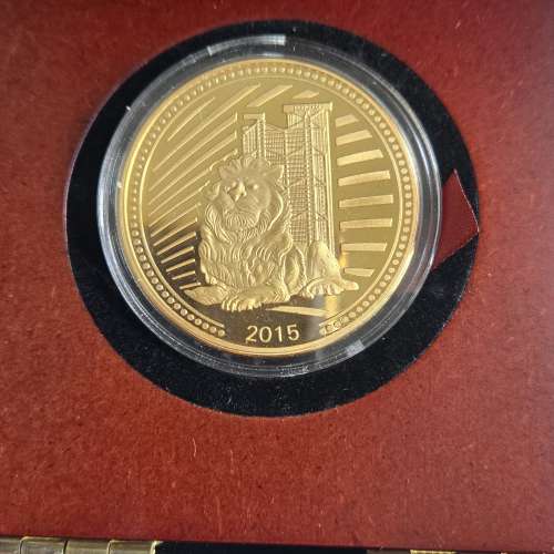 香港滙豐銀行紀念章連原裝盒, HSBC 24k gold plated medallion 40 mm