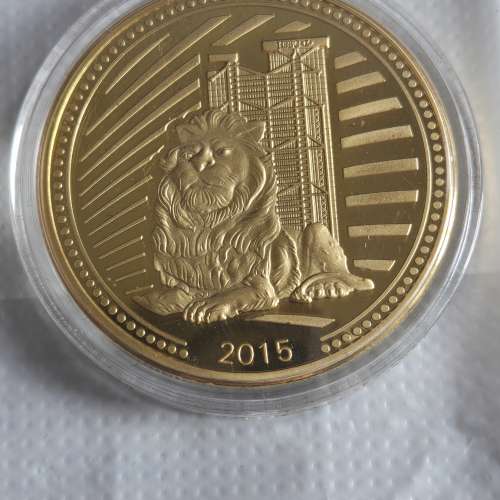香港滙豐銀行紀念章連原裝盒, HSBC 24k gold plated medallion 40 mm