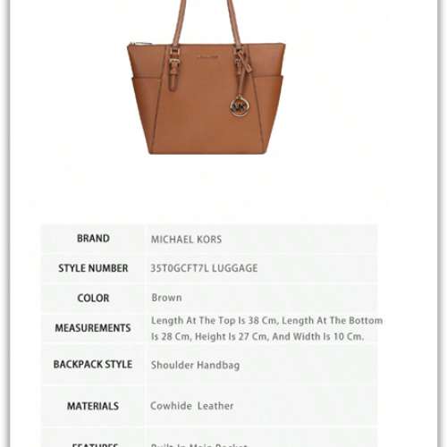 Michael Kors Charloote 女士單手肩背包 35T0GCFT7L LUGGAGE