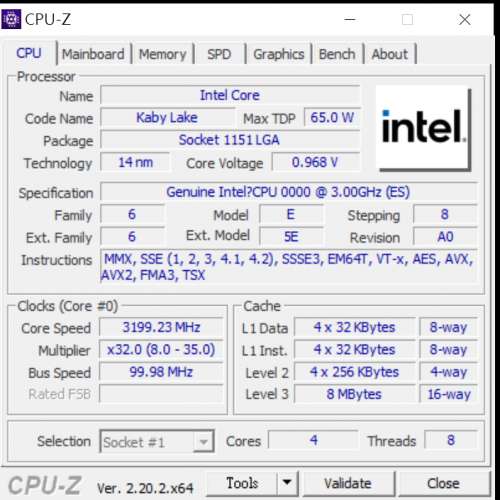 MSI H110M GAMING 主機板連 Intel i7 7700es (qkyn) CPU 及風扇