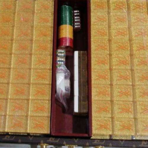 高質老花麻將套裝 全新未用 金色閃石麻將 全套齊 送禮自用兩相宜