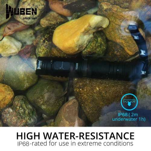 Wuben 1200流明強光 防水 電筒 USB直接充電