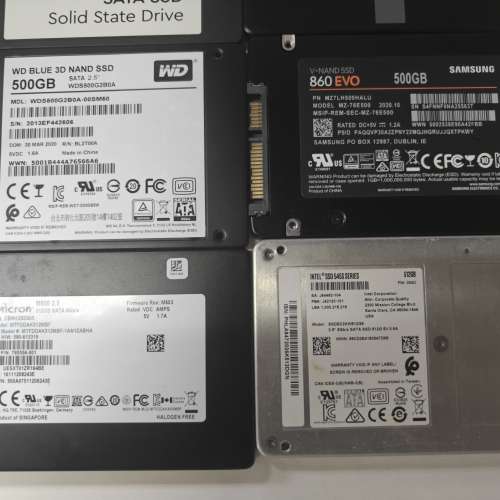 WD /三星/ 鎂光/ Intel 500GB sata SSD